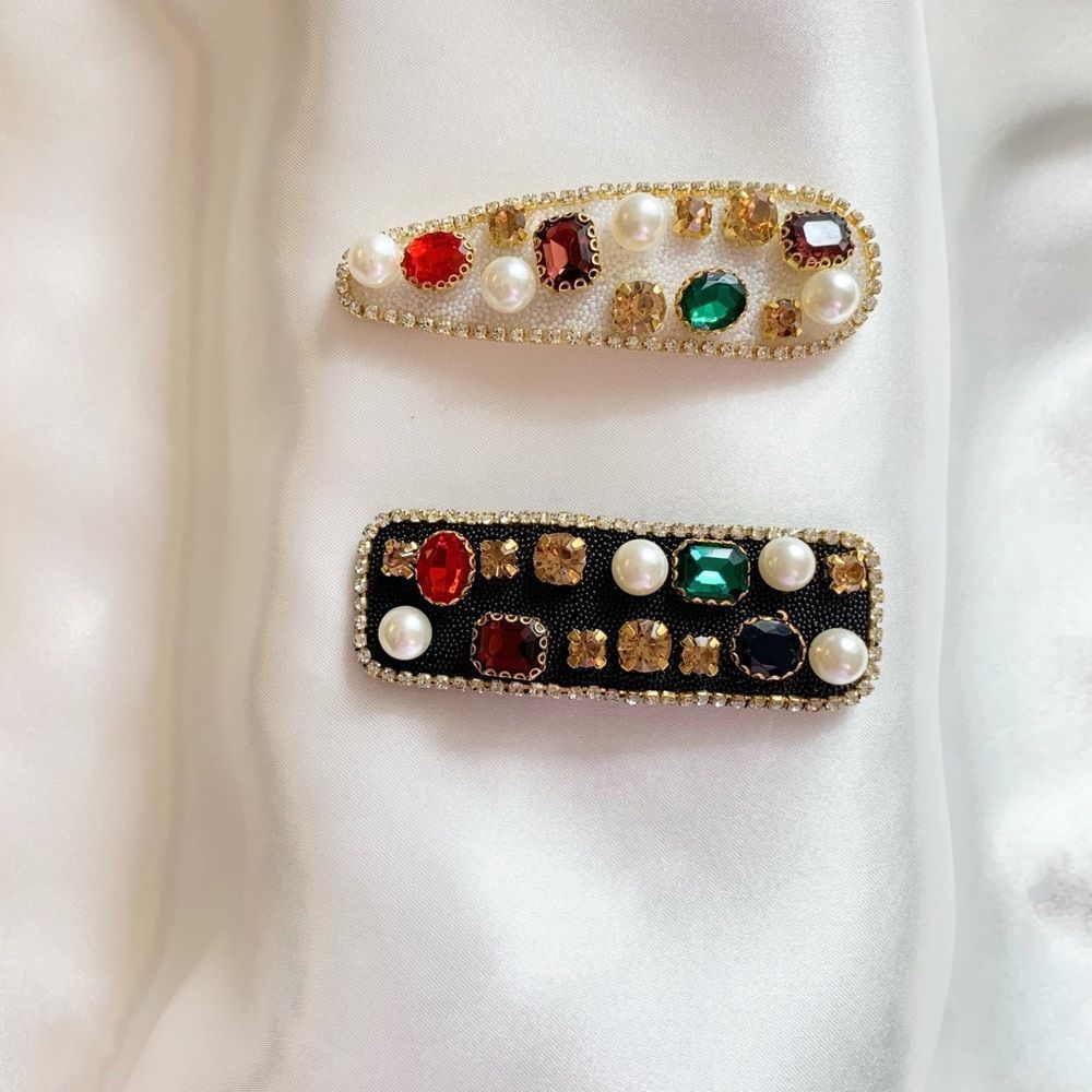 LUNA - Gemstone Hair Clip Set - 2 pc
